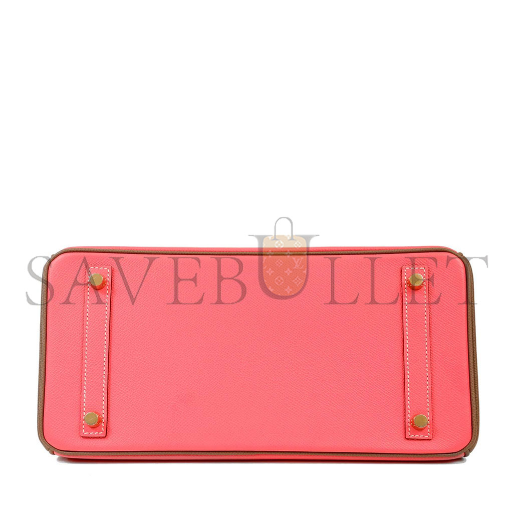 H**mes birkin 30 epsom lipstick pink and elephant grey gold buckle 1028115538752 (30*23*15cm)